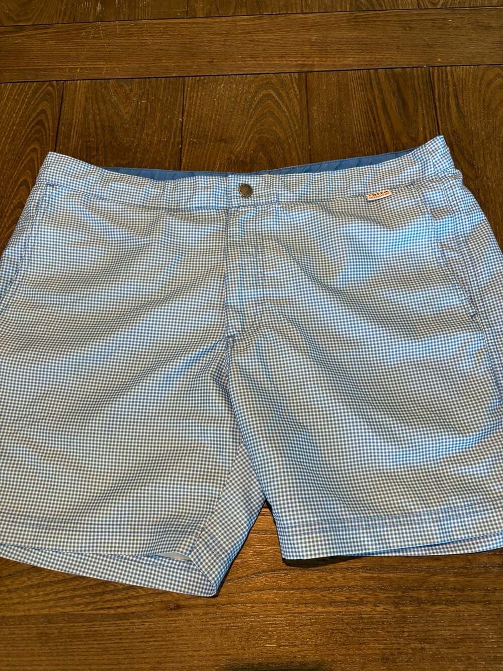 70’s  Style Ibiza Ocean Club Men's Blue and White  Swim Trunks